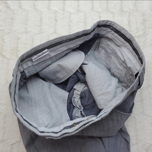 Meyer Men's Pants Chino Casual Gray Stretch Cotton Flat Front Straight Sz 35x28 - Picture 8 of 12